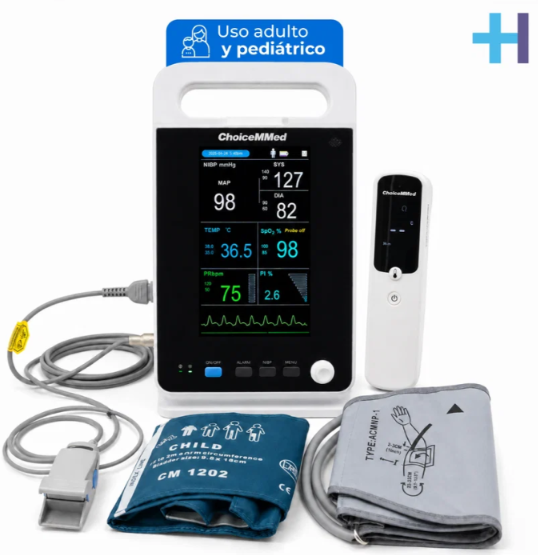 Monitor de signos vitales para uso adulto y pediátrico a color de 7" ligero y portátil - Marca Xignal