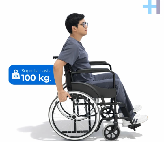 Silla de Ruedas Manual S100B para Adulto con Reposapiés Desmontables y Freno | Hasta 100 kg | Marca Handy