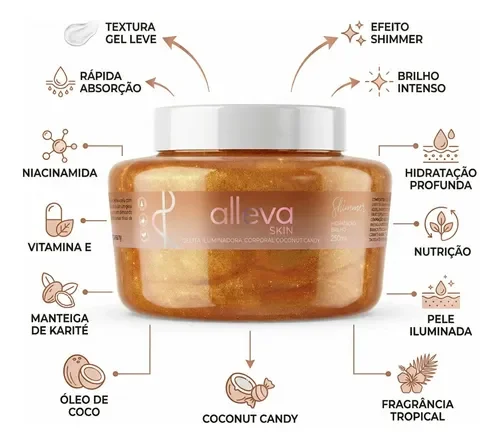 Geleia Iluminadora Corporal Coconut Candy Alleva - AL 7555