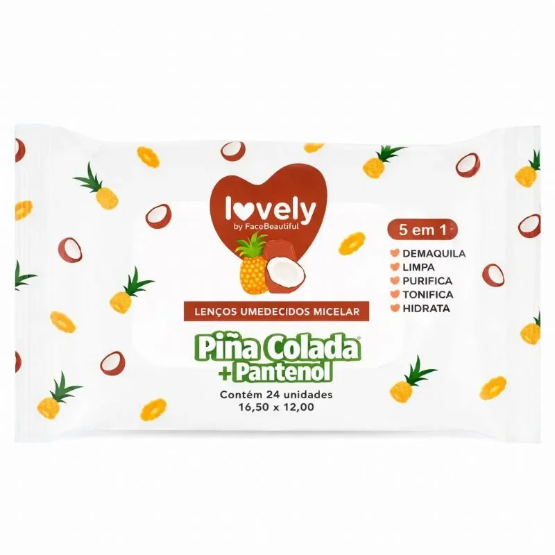 Lenço Umedecido Lovely Piña Colada + Pantenol FaceBeautiful - FB601-U