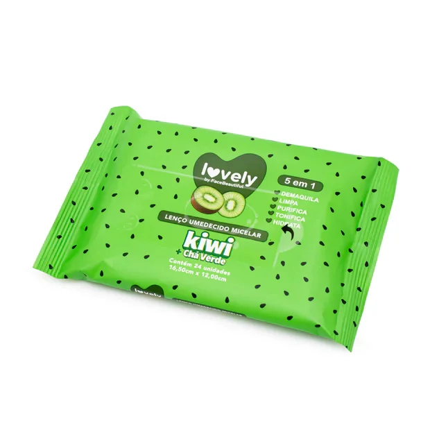 Lenço Umedecido Lovely Kiwi + Chá Verde FaceBeautiful - FB597-U