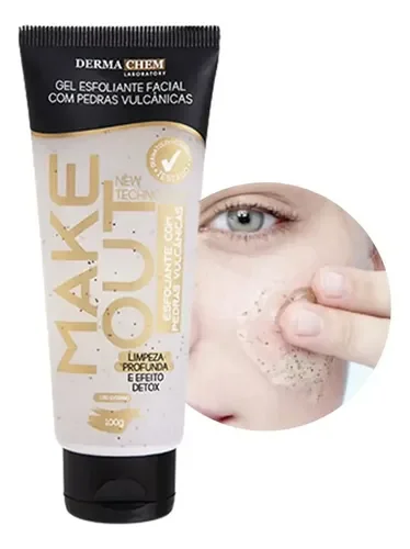 Gel esfoliante facial com pedras vulcânicas
