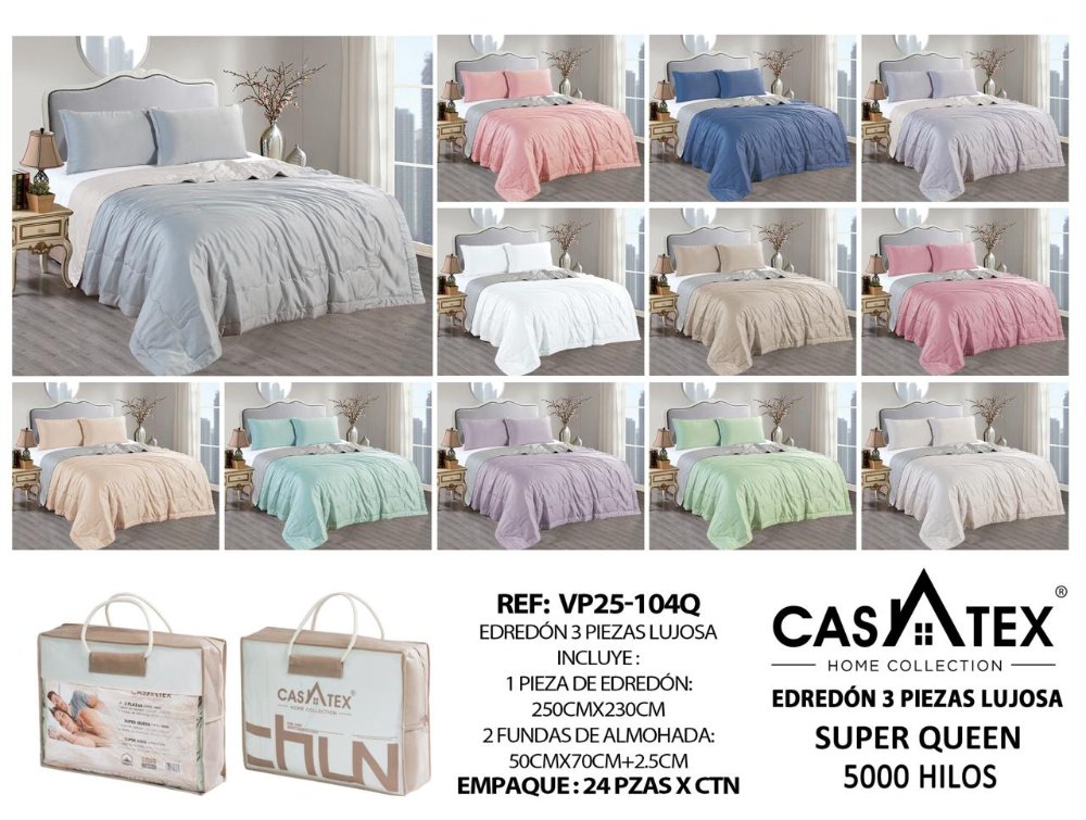 GOLDSUN QUEEN / KING 3 PCS CON RAYAS SATINADAS