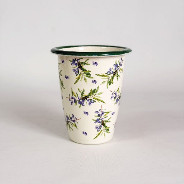 VASO CONICO GRANDE FLORES Y OLIVOS