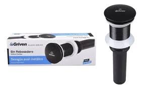 DESAGUE PUSH PARA LAVAMANO CON REBOSADERO GRIVEN NEGRO