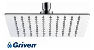 REGADERA PARA DUCHA TIPO LLUVIA CUADRADA 12" CROMADA GRIVEN