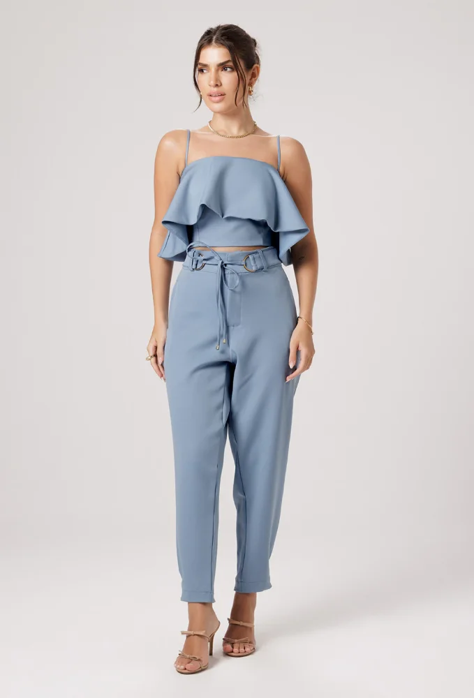 CROPPED NATALIE AZUL LINGE - M
