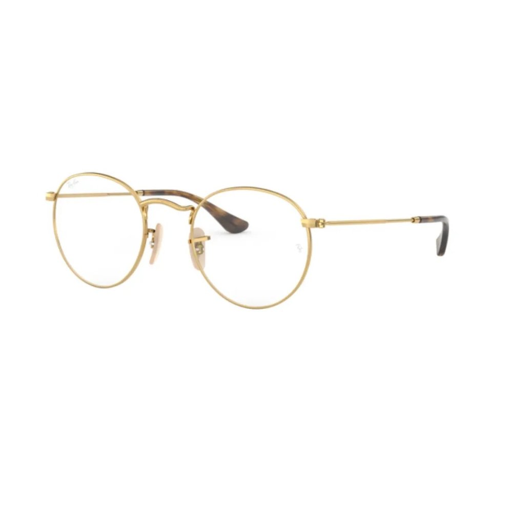 ARMAZON RAYBAN CON CRISTALES RECETADOS ROUND METAL DORADO