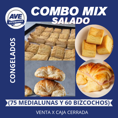 Combo Mix SALADO - CONGELADOS ( 75 Medialunas y 60 Bizcochos)