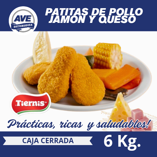 Patitas de Pollo, Jamón y Queso - (x Caja de 6 Kg).