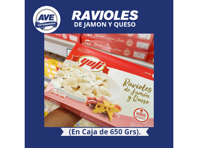 Ravioles de Jamón y Queso- Caja de 650 Grs.