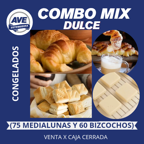 Combo Mix DULCE - CONGELADOS (75 Medialunas y 60 Bizcochos)