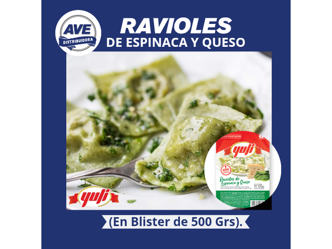 Ravioles de Espinaca y Queso -  En Blíster de 500 Grs.