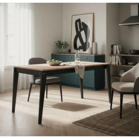 MESA NORDICA 150 NEGRA T/NATURAL