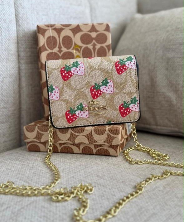 COACH Mini On Chain Strawberry print