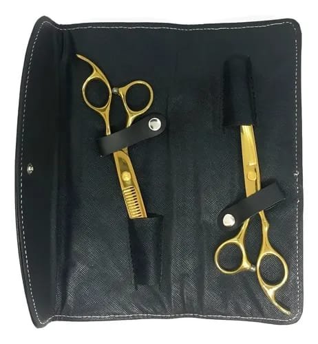 Tijera kit  Corte y Pulir doradas + estuche