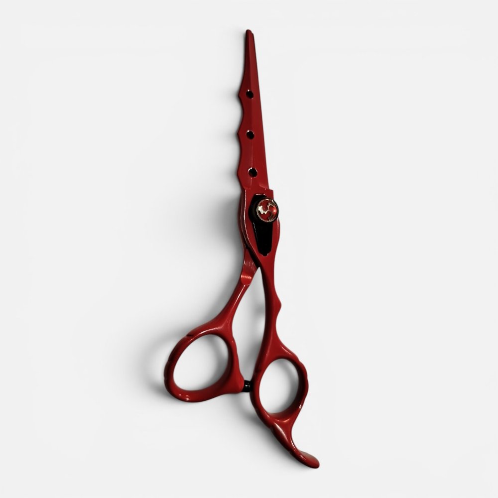 Tijeras de corte profesional color rojo  con diamante