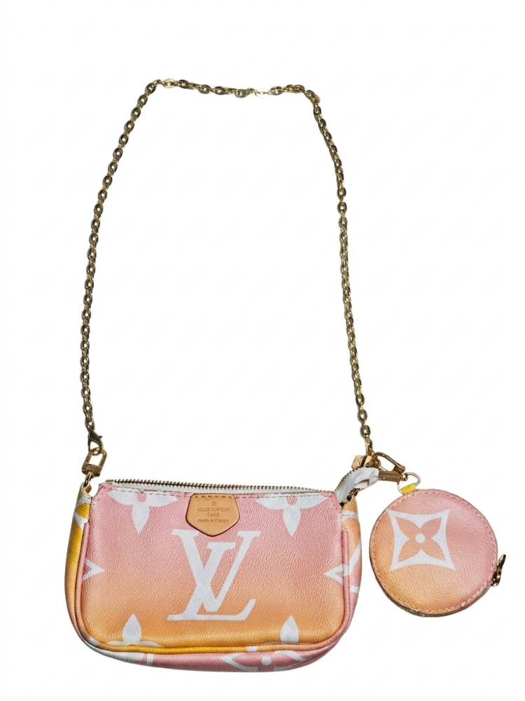 BOLSO CON MONEDERO LOUIS VUITTON AMARILLA Y ROSA