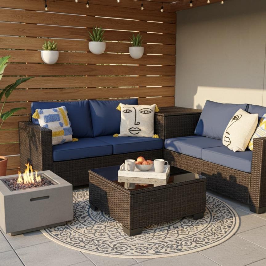 Juego de exterior L Azul/Café