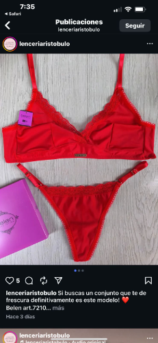CONJUNTO BELÉN 7210 BRALETTE + LESS T:100 C:ROJO