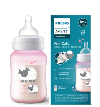 MAMADERA AVENT  260ML ROSA ANTI-COLIC L1