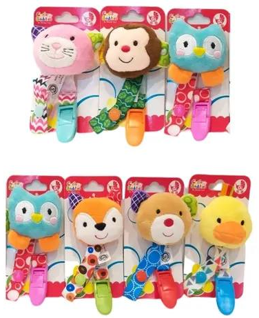 PELUCHE PORTA CHUPETE BEBE COLORES