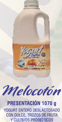 Yogurt entero deslactosado - Sabor Melocotón (1070 g)