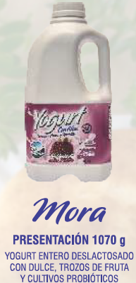 Yogurt entero deslactosado - Sabor Mora (1070 g)