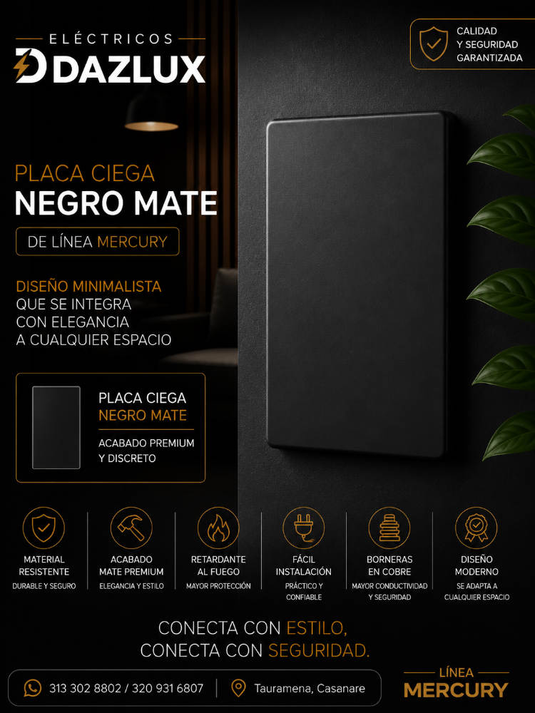 PLACA CIEGA NEGRO MATE MERCURY