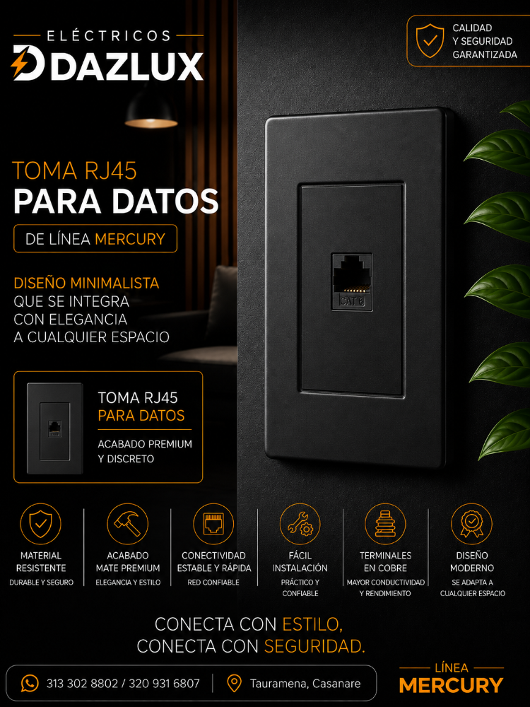 TOMA DATOS RJ45 NEGRO MATE MERCURY