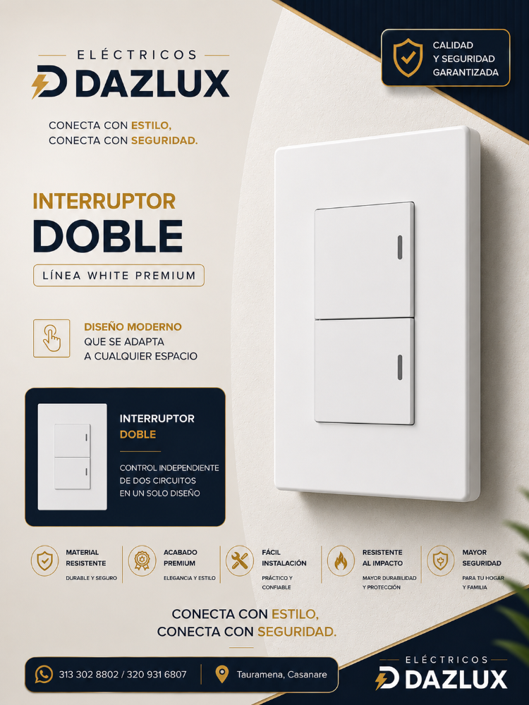INTERRUPTOR DOBLE PREMIUM WHITE, MERCURY