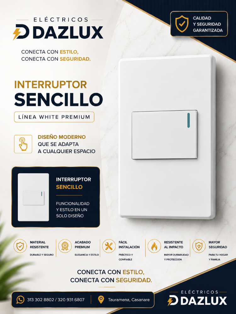 INTERRUPTOR SENCILLO CONMUTABLE PREMIUM WHITE