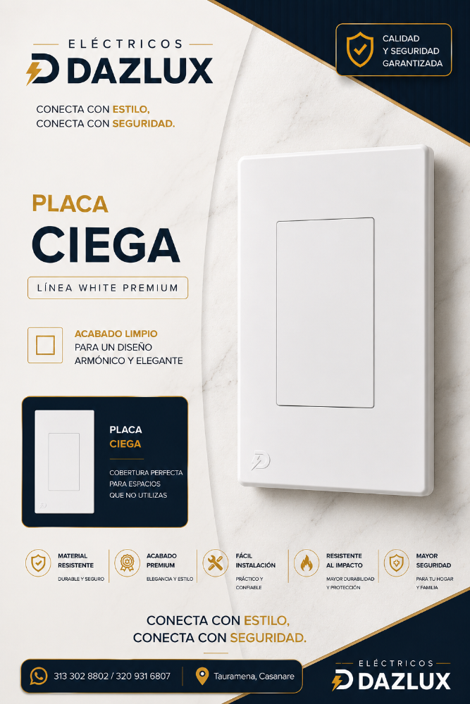PLACA CIEGA PREMIUM WHITE MERCURY