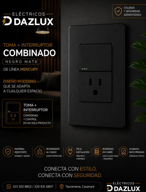 INTERRUPTOR MIXTO NEGRO MATE MERCURY