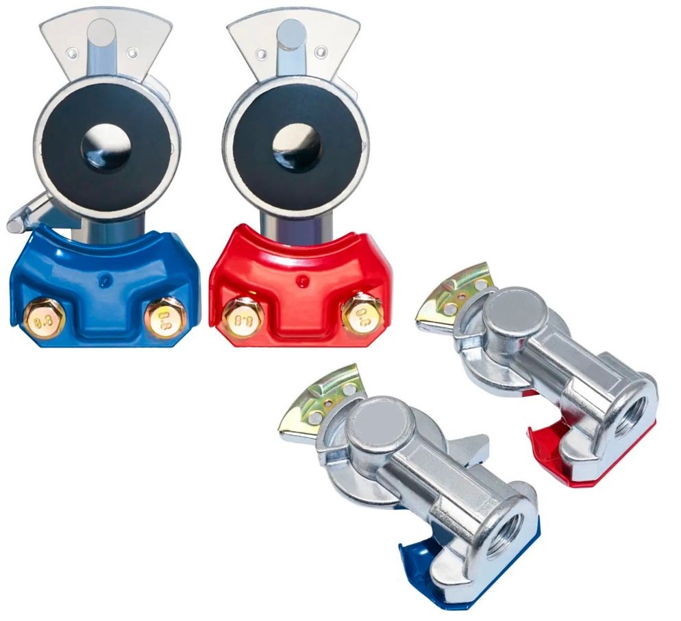 26620 KIT ACOPLES AIREDE FRENO PARA REMOLQUE ROSCA NPT1/2 NORMA SAE J318 UNIVERSALES (AZUL Y ROJO)