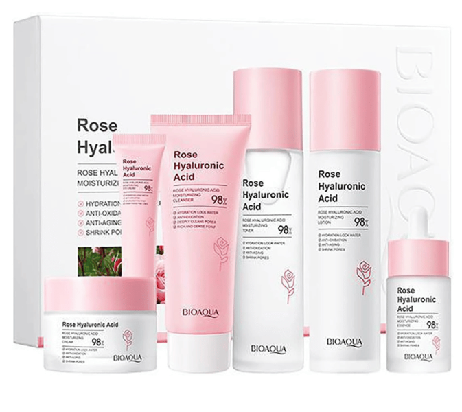 Kit de rosas y ácido hialurónico en caja Bioaqua