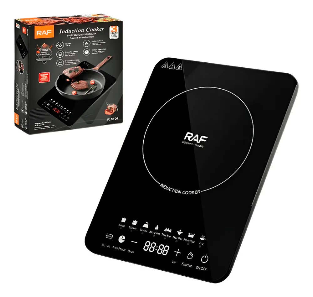 Cocina De Inducción Raf-8104 2200w Digital Con Temporizador Negro