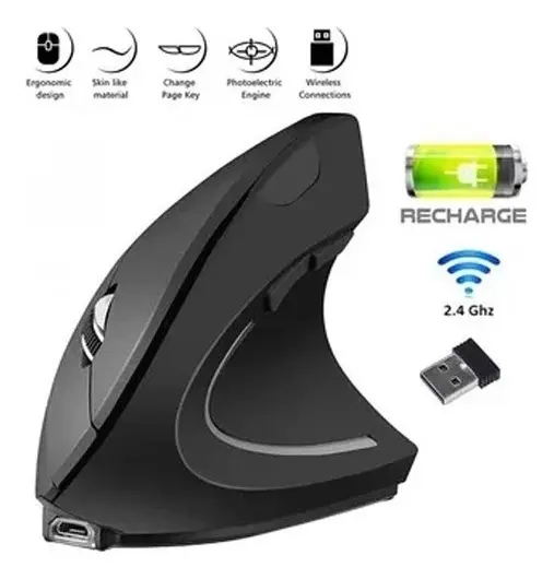 MOUSE ERGONOMICO INALAMBRICO VERTICAL RECARGABLE