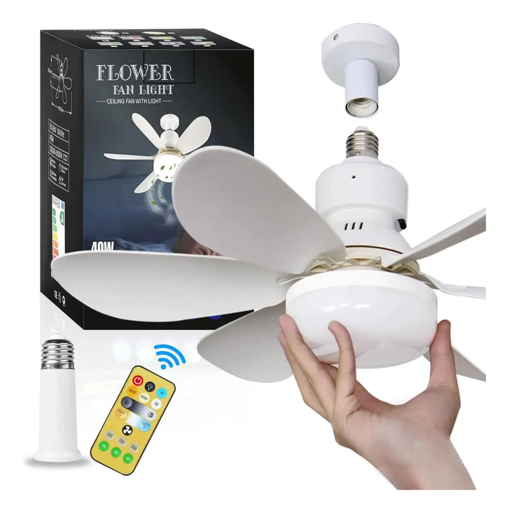 FOCO VENTILADOR DE TECHO 6 ASPAS BLANCO