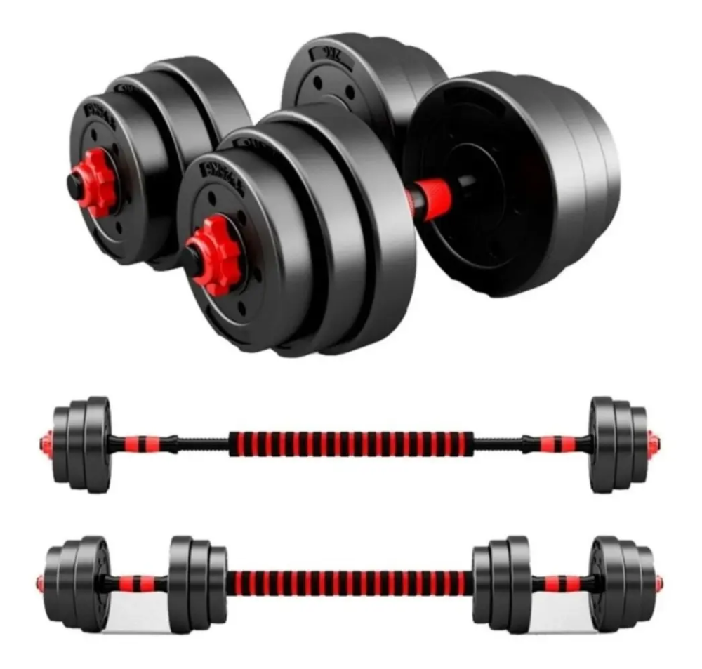 Set Mancuernas Y Pesas De 40 Kg + Barra Union