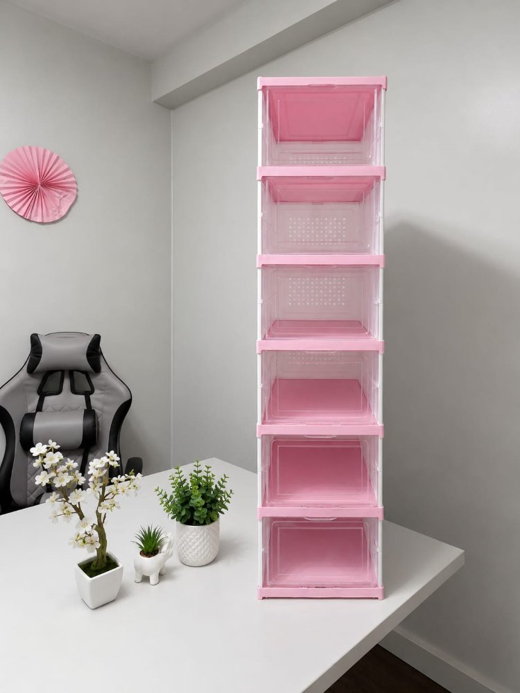 Zapatera Plegable Organizador 6 Niveles Rosado