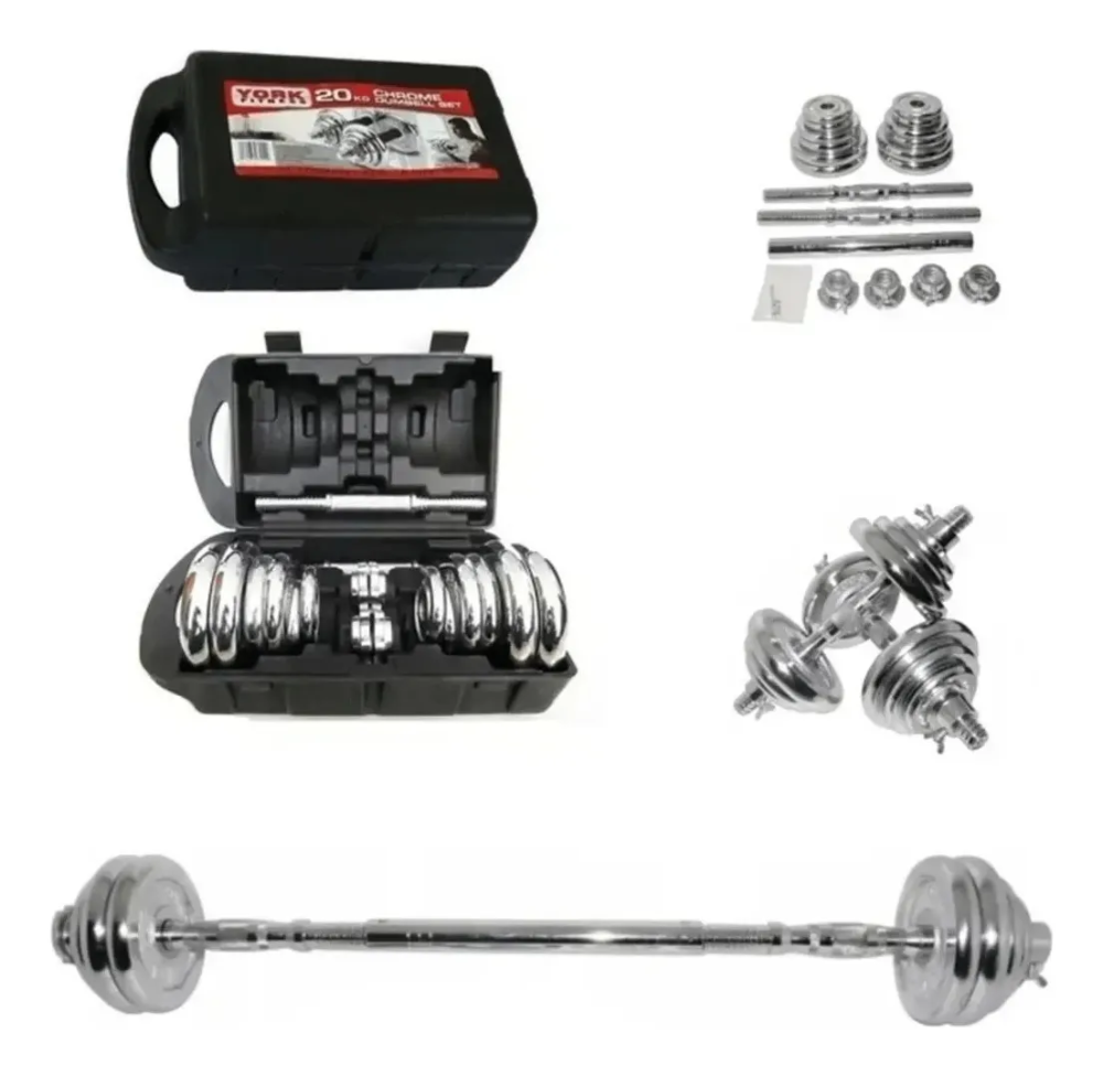 Kit de pesas de metal 20kg + Maletin