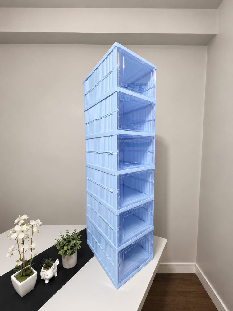 Zapatera Plegable Organizador 6 Niveles Celeste