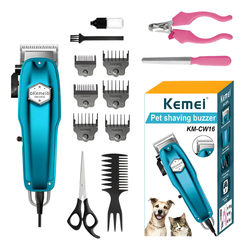 Cortadora de pelo para mascotas Kemei KM-CW16 recargable 4 peines