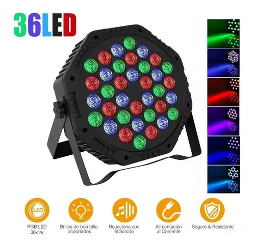 Luz de escenario LED tacho par Led 36X1 luces color rgb