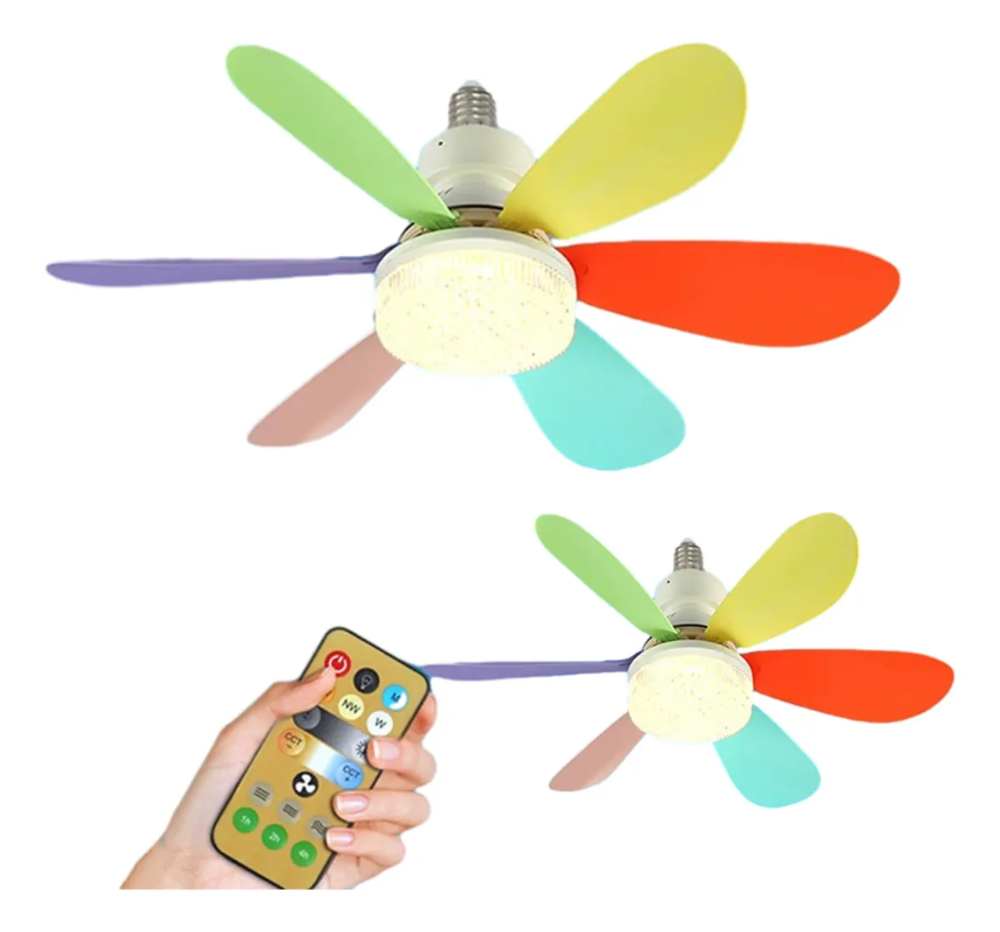 FOCO VENTILADOR DE TECHO 6 ASPAS COLORES