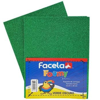 FOAMI ESCARCHADO VERDE NAVIDAD  9X12"  PAQ.