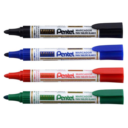 MARCADOR PIZARRA NEGRO/AZUL/ROJO/VERDE BISELADO PENTEL GSO CAJA 12