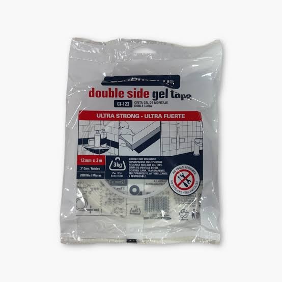 CINTA ADH DOBLE CARA CLEAR GEL 1/2X3M STUD