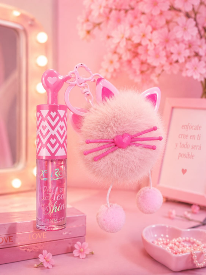 LIP GLOSS LLAVERO POMPOM